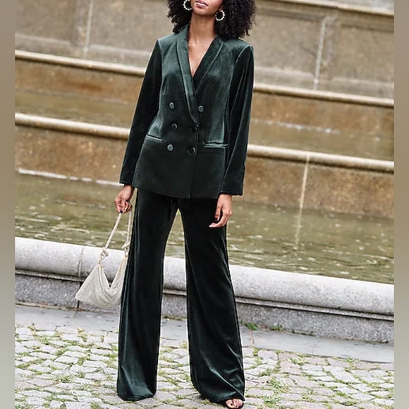 EXPRESS: Velvet Double Breasted Shawl Collar Blazer - Picture 5 of 7